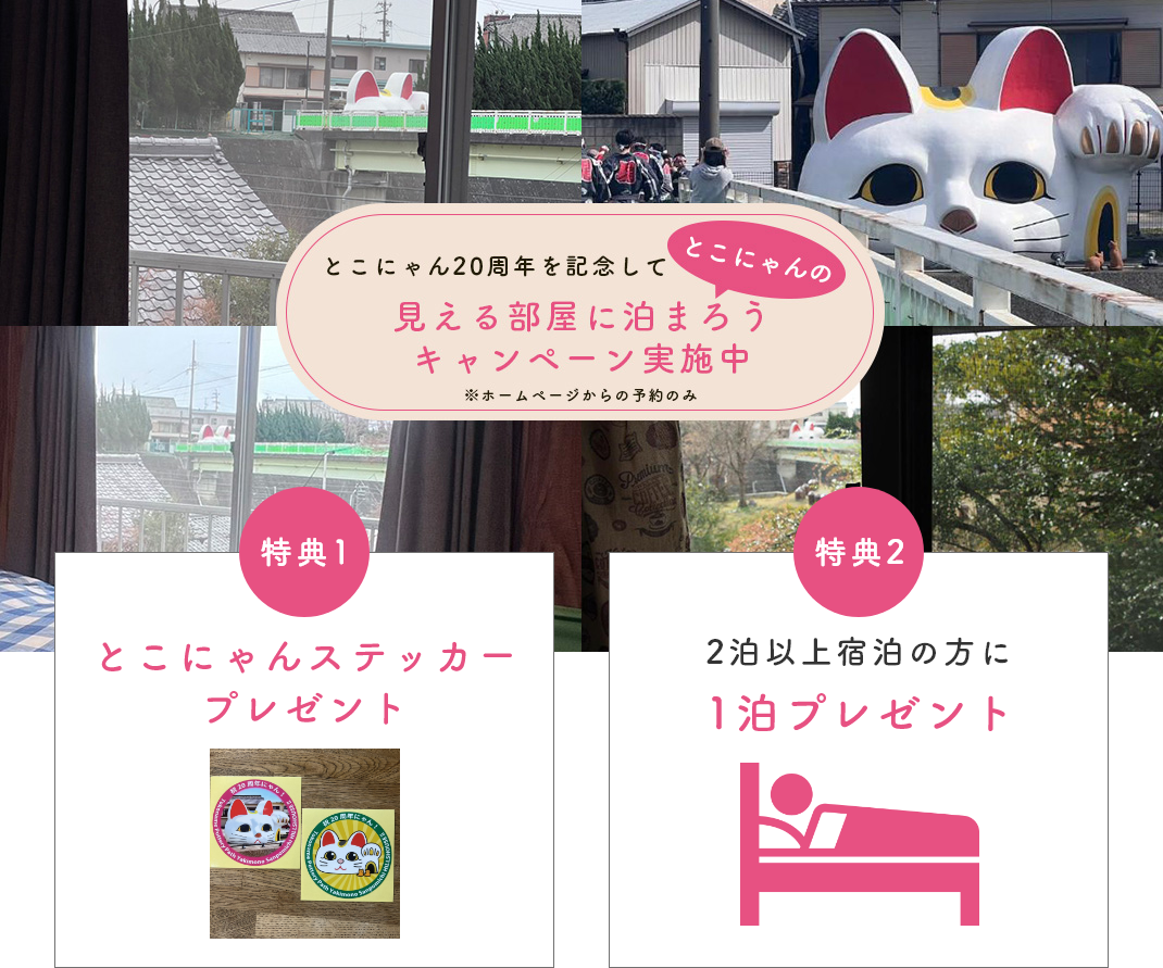 とこにゃんの見える部屋に泊まろうキャンペーン実施中